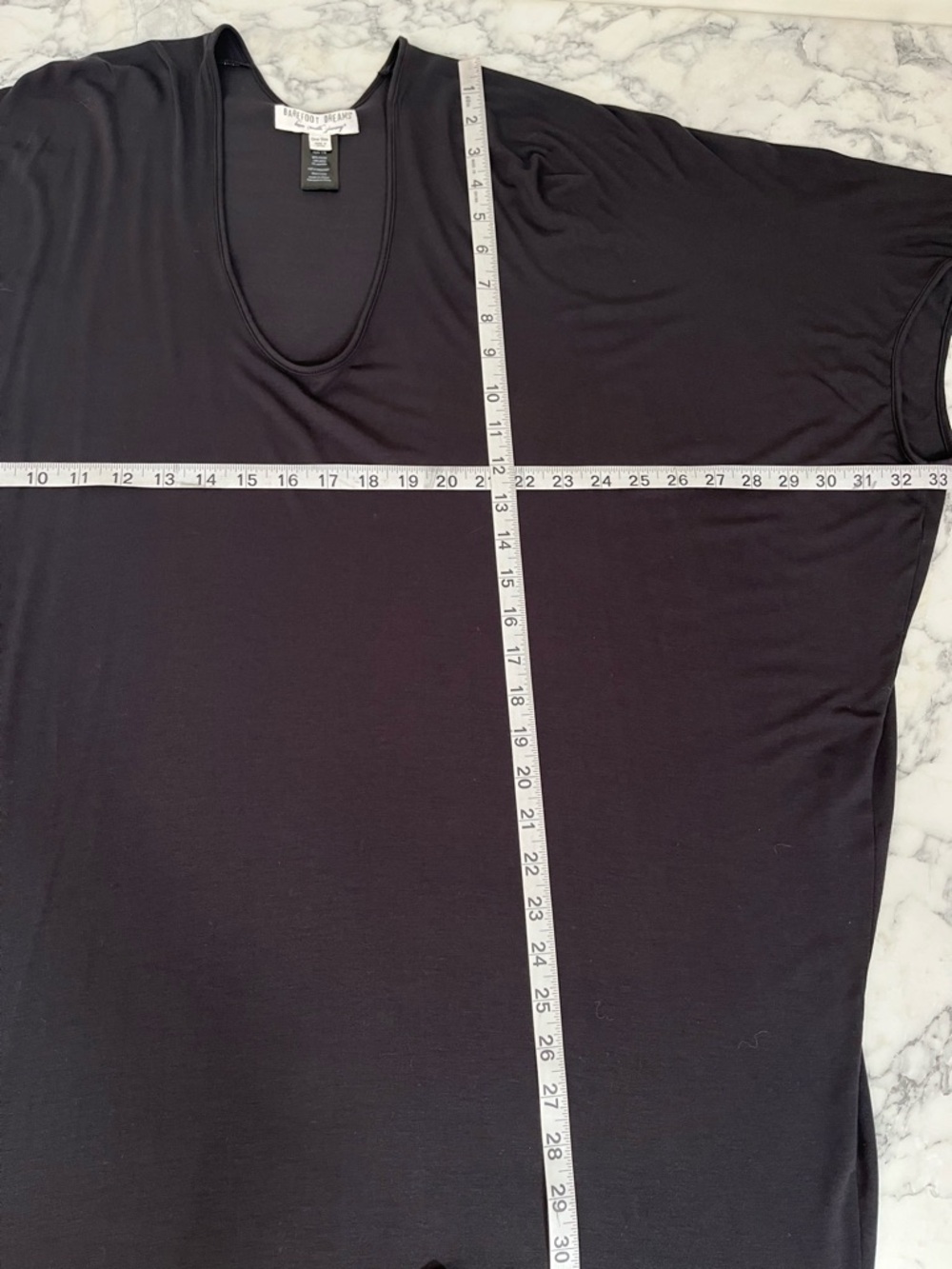 Barefoot Dreams Luxe Milk Jersey Caftan Dress Black Nightgown Oversized One Size - Picture 8 of 13